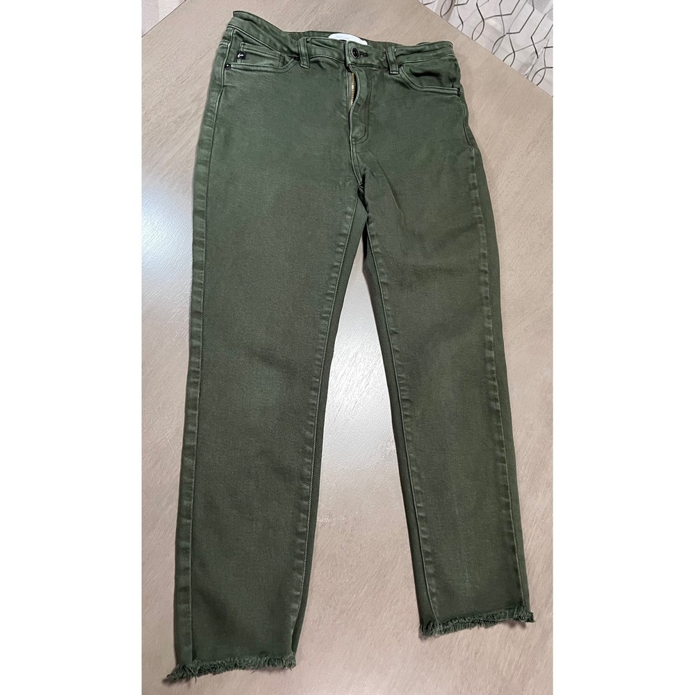 KanCan Olive Green High Rise Frayed Hem Skinny Jeans Size 9/28 Stretch Denim